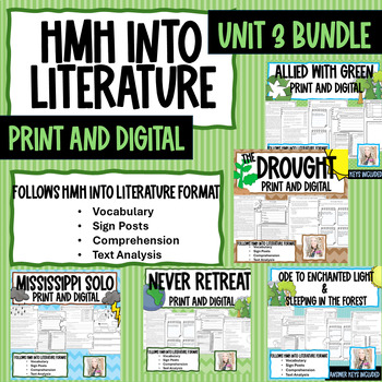 Preview of HMH Into Literature Unit 3 Inspired By Nature BUNDLE Print & Digital 7th Grade