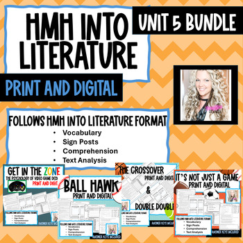 Preview of HMH Into Literature Unit 5 BUNDLE More Than a Game NO PREP Print & Digital