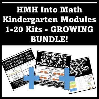 Preview of Kindergarten Math, Rubrics + Practice Letters HMH INTO Math Modules 1-20 Bundle