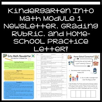 Preview of Into Math Aligned Module 1 Newsletter, Assessment Rubric + Home Practice Letter