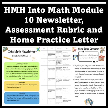 Preview of Into Math Aligned Module 10 Newsletter, Assessment Rubric + Home Practice Letter
