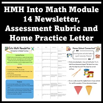 Preview of Into Math AlignedModule 14 Newsletter,Assessment Rubric and Home Practice Letter