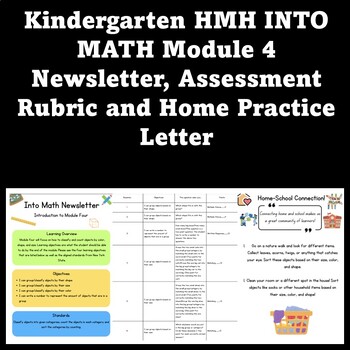 Preview of Into Math Aligned Module 4 Newsletter, Assessment Rubric + Home Practice Letter