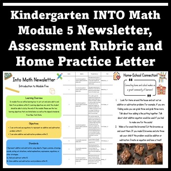Preview of Into Math Aligned Module 5 Newsletter, Assessment Rubric + Home Practice Letter