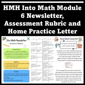 Preview of Into Math Aligne Module 6 Newsletter, Assessment Rubric and Home Practice Letter