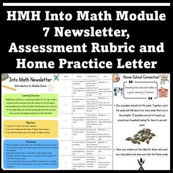 Preview of Into Math Aligned Module 7 Newsletter, Assessment Rubric + Home Practice Letter