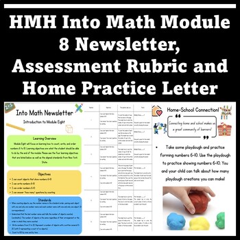 Preview of Into Math Aligned Module 8 Newsletter, Assessment Rubric + Home Practice Letter