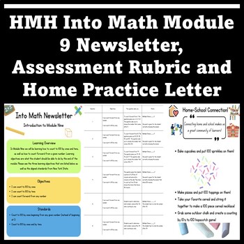 Preview of Into Math Aligned Module 9 Newsletter, Assessment Rubric + Home Practice Letter