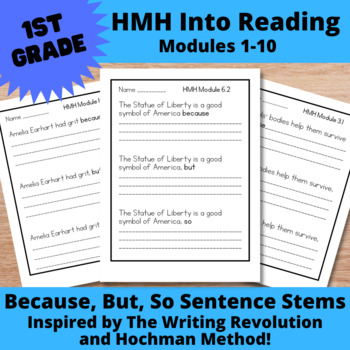 Preview of HMH Into Reading 1st Grade | Because, But, So Sentence Stems | Hochman Method