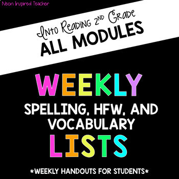 Preview of HMH Into Reading 2nd Grade *ALL MODULES Weekly Spelling, HFW, Vocabulary Lists*