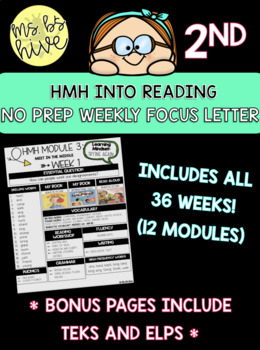 Preview of HMH Into Reading 2nd Grade Weekly Focus Newsletter