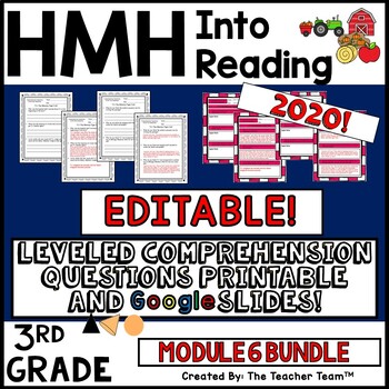 Preview of HMH Into Reading 3rd Grade Module 6 Comprehension Questions | EDITABLE Bundle