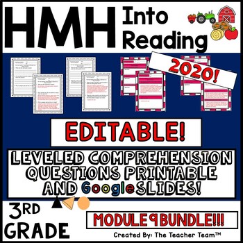 Preview of HMH Into Reading 3rd Grade Module 9 Comprehension Questions | EDITABLE Bundle
