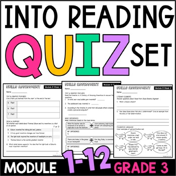 Preview of HMH Into Reading 3rd Grade Quiz Assessment BUNDLE - Module 1-10 - Print & Google