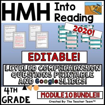 Preview of HMH Into Reading 4th EDITABLE Leveled Comprehension Questions Module 10 BUNDLE