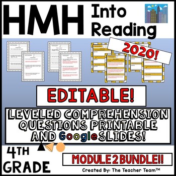 Preview of HMH Into Reading 4th EDITABLE Leveled Comprehension Questions Module 2 BUNDLE