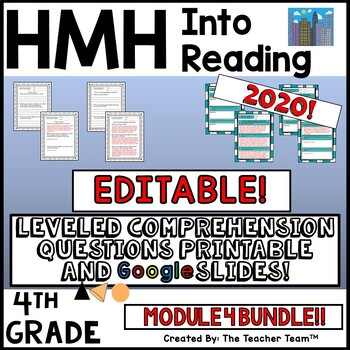 Preview of HMH Into Reading 4th EDITABLE Leveled Comprehension Questions Module 4 BUNDLE