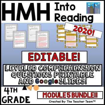 Preview of HMH Into Reading 4th EDITABLE Leveled Comprehension Questions Module 5 BUNDLE