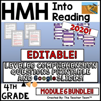 Preview of HMH Into Reading 4th EDITABLE Leveled Comprehension Questions Module 6 BUNDLE