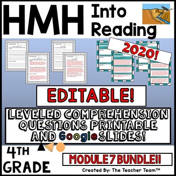 Preview of HMH Into Reading 4th EDITABLE Leveled Comprehension Questions Module 7 BUNDLE