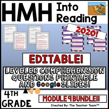 Preview of HMH Into Reading 4th EDITABLE Leveled Comprehension Questions Module 9 BUNDLE