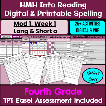 Preview of HMH Into Reading 4th grade Spelling Activities-Mod 1, Week 1, Long & Short a