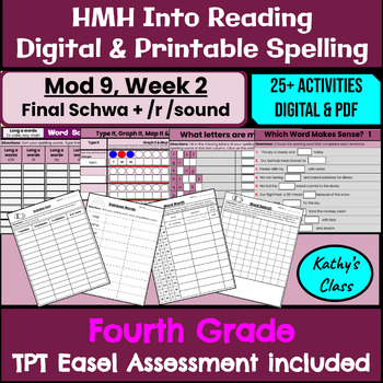 Preview of HMH Into Reading 4th grade Spelling Activities-Mod 9,Week 2-Final Schwa + /r/