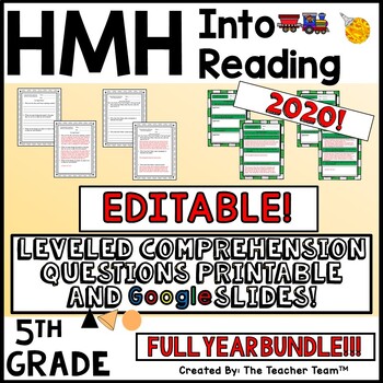 Preview of HMH Into Reading 5th EDITABLE Leveled Comprehension Questions FULL YEAR BUNDLE