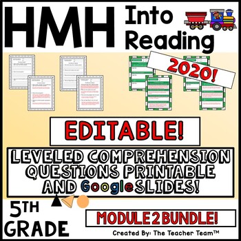 Preview of HMH Into Reading 5th EDITABLE Leveled Comprehension Questions Module 2 BUNDLE