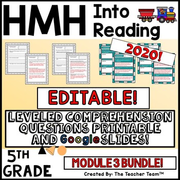 Preview of HMH Into Reading 5th EDITABLE Leveled Comprehension Questions Module 3 BUNDLE