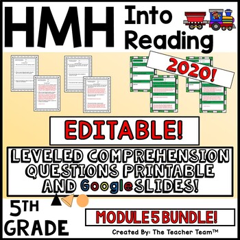 Preview of HMH Into Reading 5th EDITABLE Leveled Comprehension Questions Module 5 BUNDLE