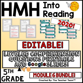 Preview of HMH Into Reading 5th EDITABLE Leveled Comprehension Questions Module 6 BUNDLE