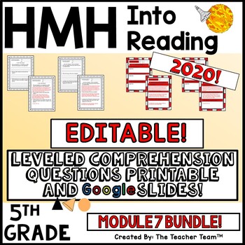 Preview of HMH Into Reading 5th EDITABLE Leveled Comprehension Questions Module 7 BUNDLE