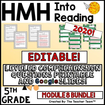 Preview of HMH Into Reading 5th Module 8 EDITABLE Leveled Comprehension Questions MBUNDLE