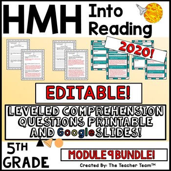 Preview of HMH Into Reading 5th Module 9  EDITABLE Leveled Comprehension Questions BUNDLE
