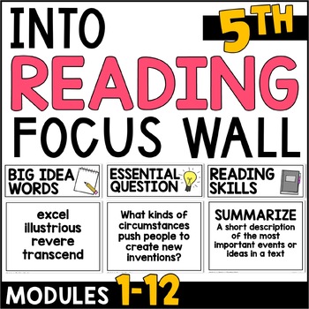 Preview of HMH Into Reading 5th Grade Focus Wall Bulletin Board - Modules 1-12