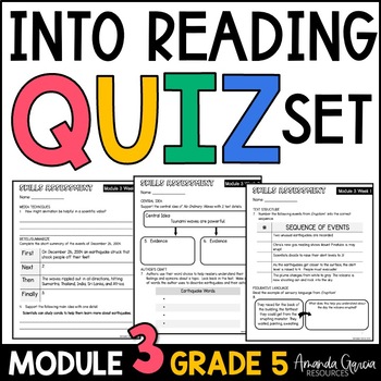 Preview of HMH Into Reading 5th Grade: Module 3 Weeks 1-3 Quiz and Assessment Pack