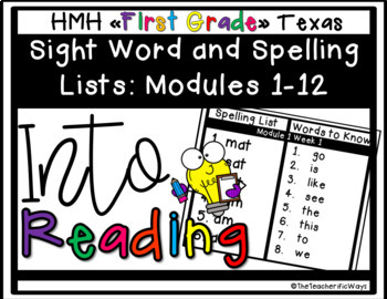 Preview of HMH Into Reading First Grade Sight Word and Spelling Lists: Modules 1-12