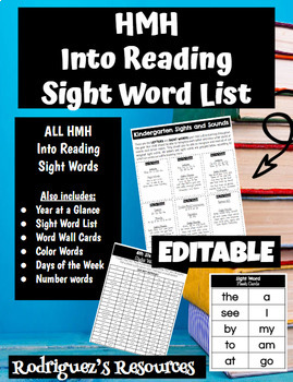 Preview of HMH "Into Reading" Kindergarten Sight Word List - EDITABLE