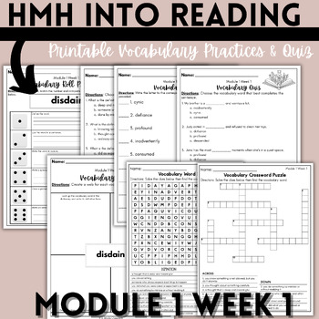 Preview of *Freebie* HMH Into Reading Module 1 Week 1 Vocabulary Practice & Quiz (Grade 4)