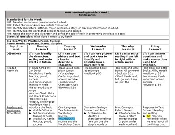 Preview of HMH Into Reading Module 5 Week 1 Lesson Plans for Kindergarten