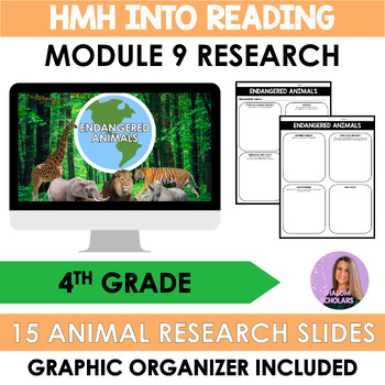 Preview of HMH Into Reading Module 9 Writing Endangered Animal Research Project 4th Grade