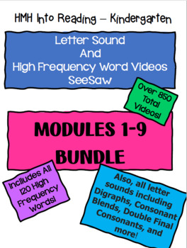 Preview of HMH Into Reading- Modules 1-9 Letter Sounds & High Frequency Words Videos SeeSaw