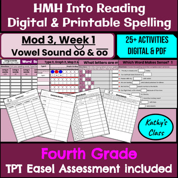 Preview of HMH Into Reading Spelling Activities 4th grade-Mod 3, Week 1, Long & Short oo