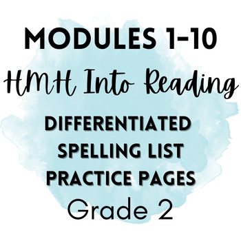 Preview of HMH Into Reading-DIFFERENTIATED SPELLING List Practice Pages for Modules 1-10 G2