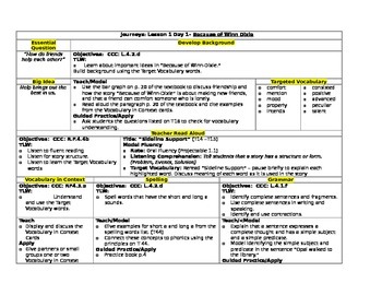 Preview of HMH Journeys Grade 4 Lesson plans- Lesson 1