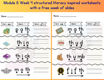 Preview of HMH M6W4 Structured Literacy Inspired Worksheets with Free Week of Slides