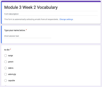 Preview of HMH Module 3 Week 2 Vocabulary Quiz- 4th Grade