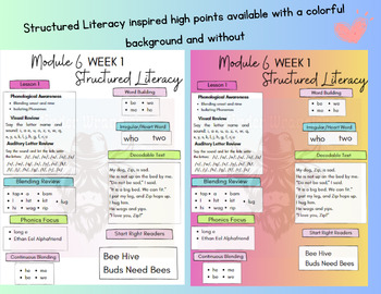 Preview of HMH Module 6 Structured Literacy Inspired "High Point" Sheets