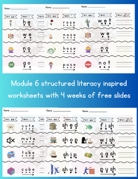 Preview of HMH Module 6 Structured Literacy Inspired Worksheets with 4 Free Weeks of Slides